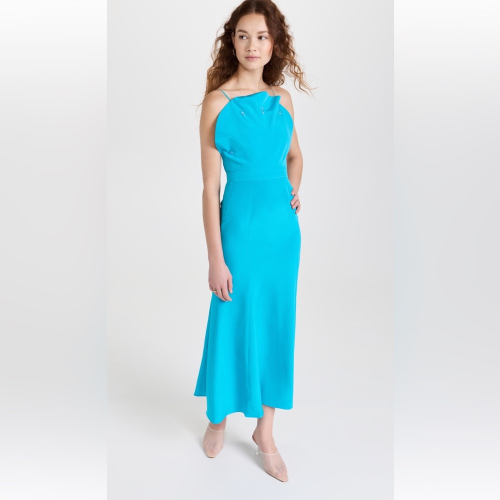 NWT Sold out turquoise silk crepe Rodarte midi dress